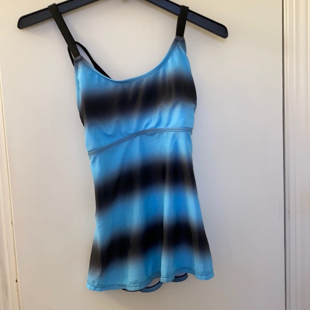 Blue, black, swimsuit top, adjustable